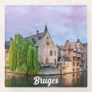 Dessous-de-verre En Verre Vieille ville de Bruges et tour du Beffroi