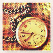 Dessous-de-verre En Verre Vielle montre et chaîne (Devant)