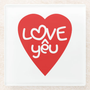 Dessous-de-verre En Verre Vietnamien Valentine ♥ Love Yêu ♥ Asian Wordplay