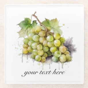 Dessous-de-verre En Verre Vignoble aquarelle raisins, sur mesure