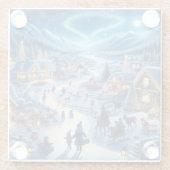 Dessous-de-verre En Verre Village de Noël Peinture sur scène neigeuse (Dos)