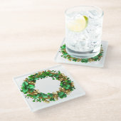 DESSOUS-DE-VERRE EN VERRE VIN ET FEUILLE VERT & OR ORNAMENTAL IRLANDAIS (Incliné)