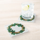 DESSOUS-DE-VERRE EN VERRE VIN ET FEUILLE VERT & OR ORNAMENTAL IRLANDAIS (Incliné)