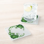 DESSOUS-DE-VERRE EN VERRE VIN ET FEUILLE VERT & OR ORNAMENTAL IRLANDAIS (Incliné)