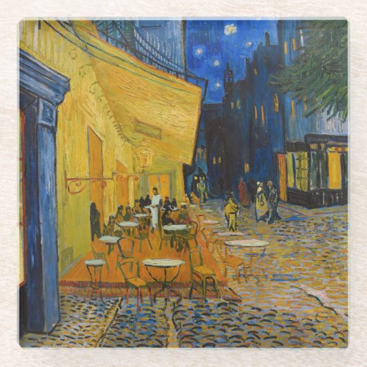 Dessous-de-verre En Verre Vincent van Gogh - Café Terrasse en soirée (Devant)
