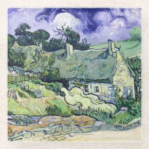 Dessous-de-verre En Verre Vincent van Gogh   Maisons de chaume à Cordeville