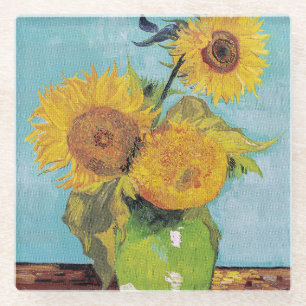 Dessous-de-verre En Verre Vincent Van Gogh - Trois tournesols dans un vase