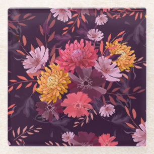 Dessous-de-verre En Verre Vintage floral : Splendor jardin d'automne