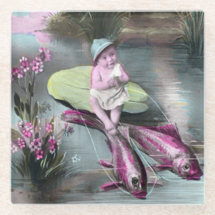Dessous-de-verre En Verre Vintage Français Avril Fool Pistcard
