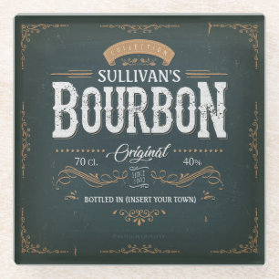 Dessous-de-verre En Verre Vintage Look AJOUTER NOM American Bourbon Whiskey 