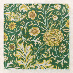 Dessous-de-verre En Verre Vintage William Morris Cherwell Vert Floral Art