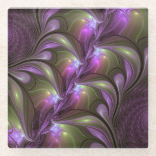 Dessous-de-verre En Verre Violet Abstrait violet violet kaki fractal