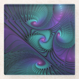 Dessous-de-verre En Verre Violet rencontre l'art fractal abstrait moderne tu