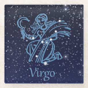 Dessous-de-verre En Verre Virgo Constellation and Zodiac Sign with Stars