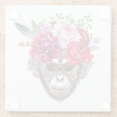 Dessous-de-verre En Verre Visage de singe de fleur (Dos)