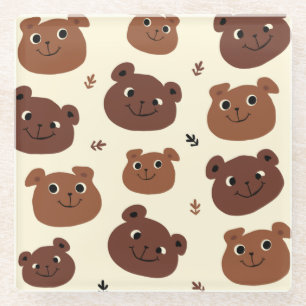 Dessous-de-verre En Verre Visage drôle d'ours