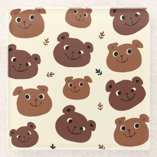 Dessous-de-verre En Verre Visage drôle d'ours (Devant)