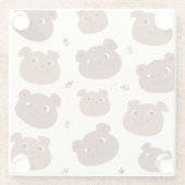 Dessous-de-verre En Verre Visage drôle d'ours (Dos)