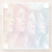 Dessous-de-verre En Verre Visages des femmes - Peinture aquarelle (Dos)