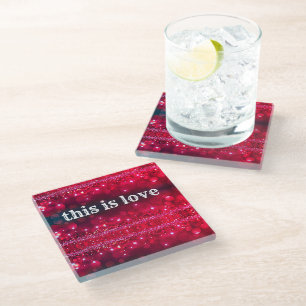 Dessous-de-verre En Verre Voici Love Cherry Sparkle Dessous de verre de bois