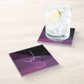 Dessous-de-verre En Verre Vos initiales de chevauchement | Moderne violet et (Incliné)