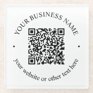 Dessous-de-verre En Verre Votre code QR téléchargé plus texte circulaire mod