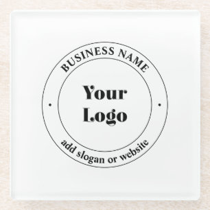 Dessous-de-verre En Verre Votre logo d'entreprise et texte promotionnel Bl