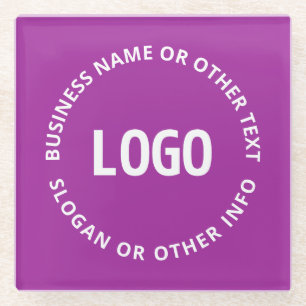 Dessous-de-verre En Verre Votre logo et texte personnalisable   Violet pourp