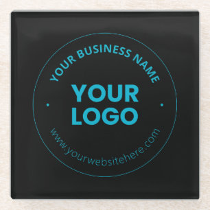 Dessous-de-verre En Verre Votre logo Nom et site Web de l'entreprise modif