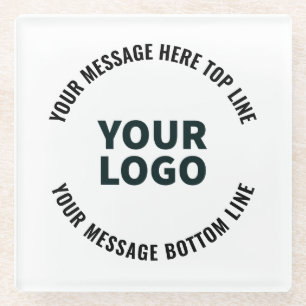 Dessous-de-verre En Verre Votre logo ou image   Texte éditable gras