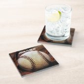 Dessous-de-verre En Verre Votre nom Custom Baseball Artework (Incliné)