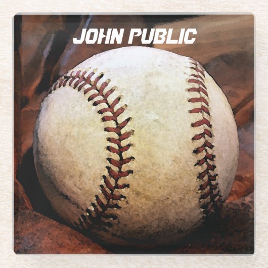 Dessous-de-verre En Verre Votre nom Custom Baseball Artework (Devant)