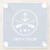 Dessous-de-verre En Verre Votre nom de bateau & Ancre Oars & Stars (Dos)