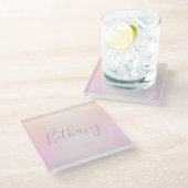 Dessous-de-verre En Verre Votre nom | Elegant Script Soft Ombre (Incliné)