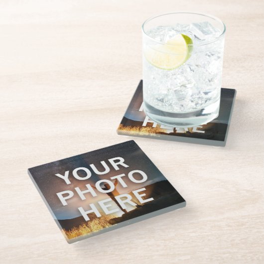 Dessous-de-verre En Verre Votre photo ici (Incliné)