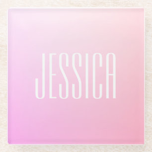 Dessous-de-verre En Verre Votre texte   Gradation rose subtile