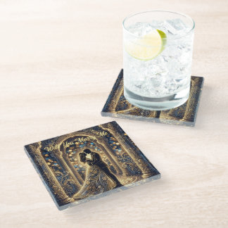 Dessous-de-verre En Verre Voulez-vous m'épouser dans une étreinte