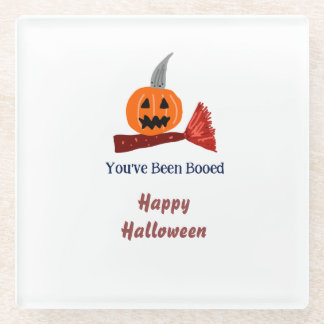 Dessous-de-verre En Verre Vous avez été Hué joyueux Halloween balai citrouil
