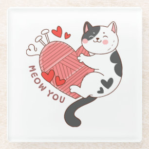 Dessous-de-verre En Verre Vous êtes un joli chat à la Saint-Valentin