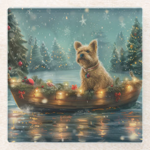 Dessous-de-verre En Verre Voyage de fête de Noël du Cairn Terrier