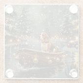 Dessous-de-verre En Verre Voyage festif de Noël beagle (Dos)