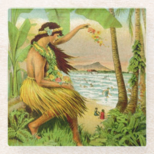 Dessous-de-verre En Verre Voyage vintage en Hawaï