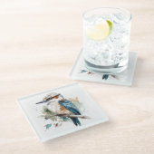 Dessous-de-verre En Verre Vrai bleu Kookaburra (Incliné)