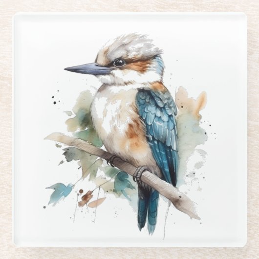 Dessous-de-verre En Verre Vrai bleu Kookaburra (Devant)