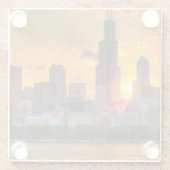 Dessous-de-verre En Verre Vue de l'horizon de Chicago d'Adler (Dos)