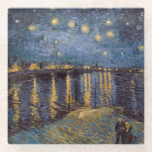 Dessous-de-verre En Verre Vue nocturne étoilée sur les quais du Rhône