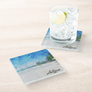 Dessous-de-verre En Verre Vue panoramique de l'île des Caraïbes d'Antigua co