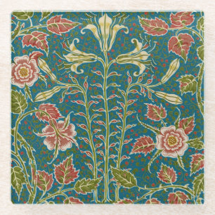 Dessous-de-verre En Verre Walter Crane Vintage Lily et Rose Floral