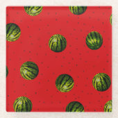 Dessous-de-verre En Verre Watermelon avec Motif de graines (Devant)