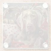 Dessous-de-verre En Verre Weimaraner Chien Festif de Noël (Dos)